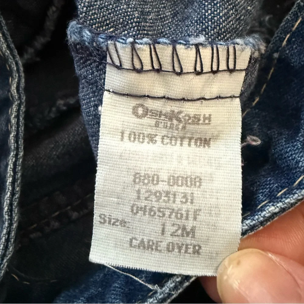 Vintage OshKosh B’gosh Denim Overalls Baby‎ 12M USA Made Classic Blue Vestbak